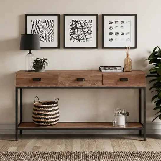 Lot 552: BOXED FULTON EXTRA WIDE CONSOLE TABLE, PINE EFFECT (1 BOX ...