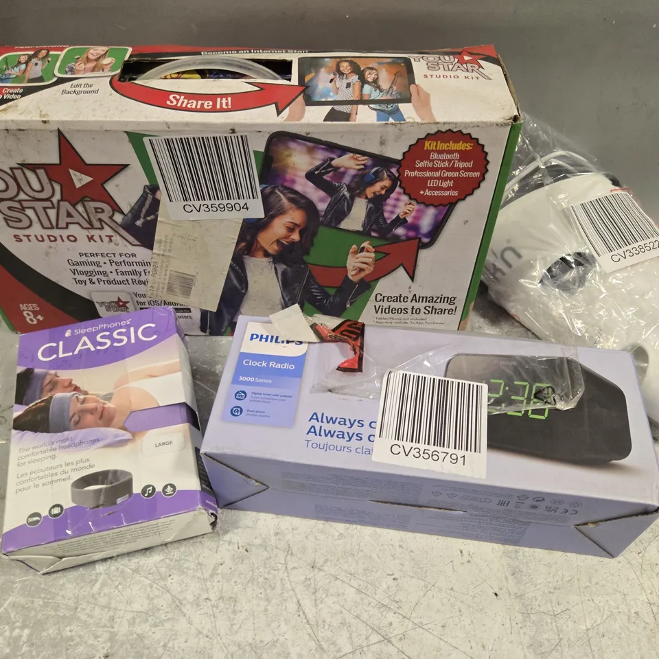 6 X ASSORTED HOUSEHOLD/BEAUTY PRODUCTS TO INCLUDE LED FACE MASK, CLOCK RADIO, SLEEP HEADPHONES ETC 