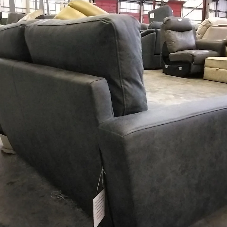 QUALITY DESIGNER GRAPHITE FABRIC BUTTON BACK 2 SEATER SOFA
