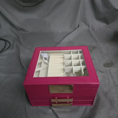 PINK JEWELLERY BOX WITH 3 DRAWERS