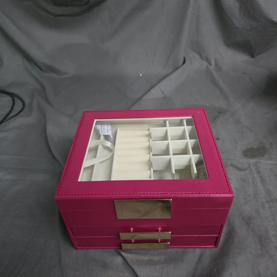 PINK JEWELLERY BOX WITH 3 DRAWERS