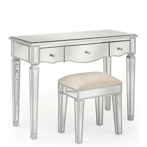 BOXED MIRAGE MIRRORED DRESSING TABLE AND STOOL (1 BOX) - COLLECTION ONLY