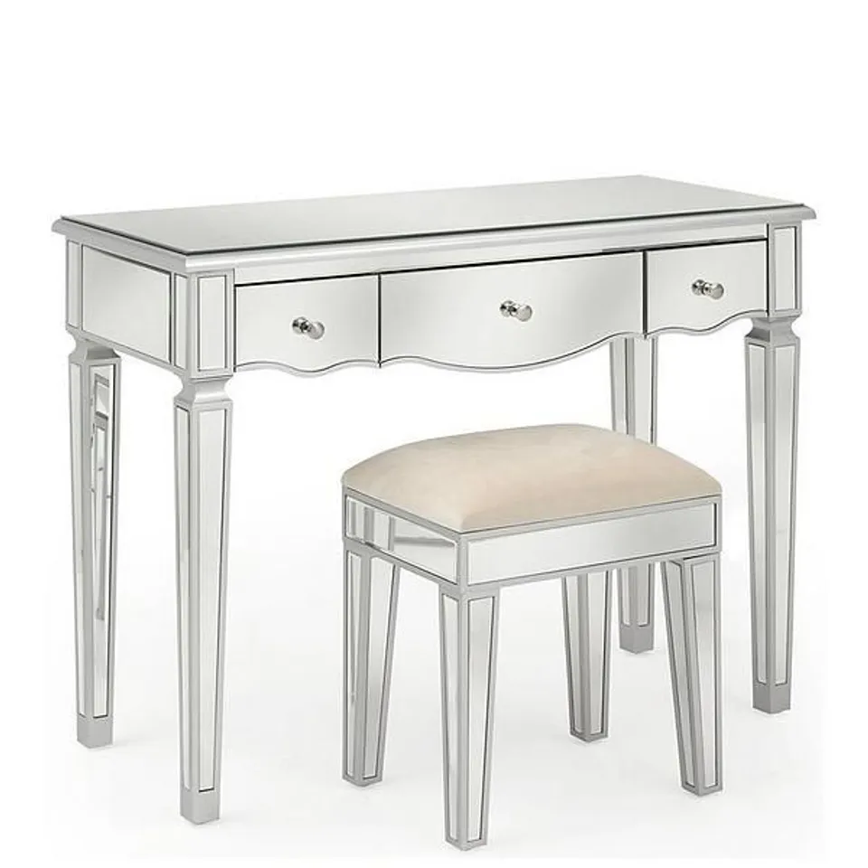 BOXED MIRAGE MIRRORED DRESSING TABLE AND STOOL (1 BOX) - COLLECTION ONLY RRP £249