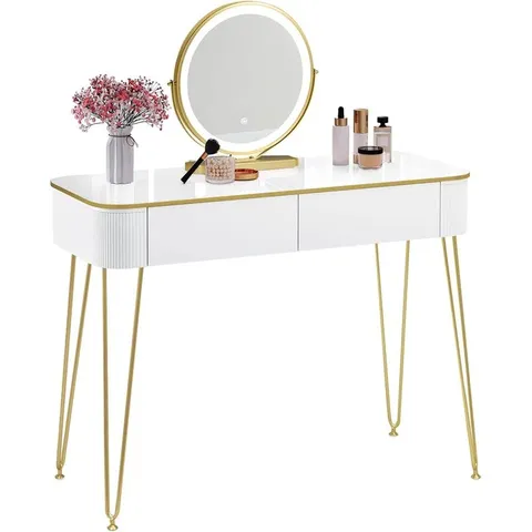 BOXED DRESSING TABLE WITH LED LIGHTING, ADJUSTABLE BRIGHTNESS, DRESSING TABLE - WHITE (1 BOX)