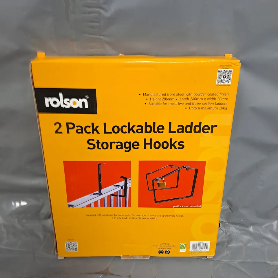 BOXED ROLSON 2 PACK LOCKABLE LADDER STORAGE HOOKS