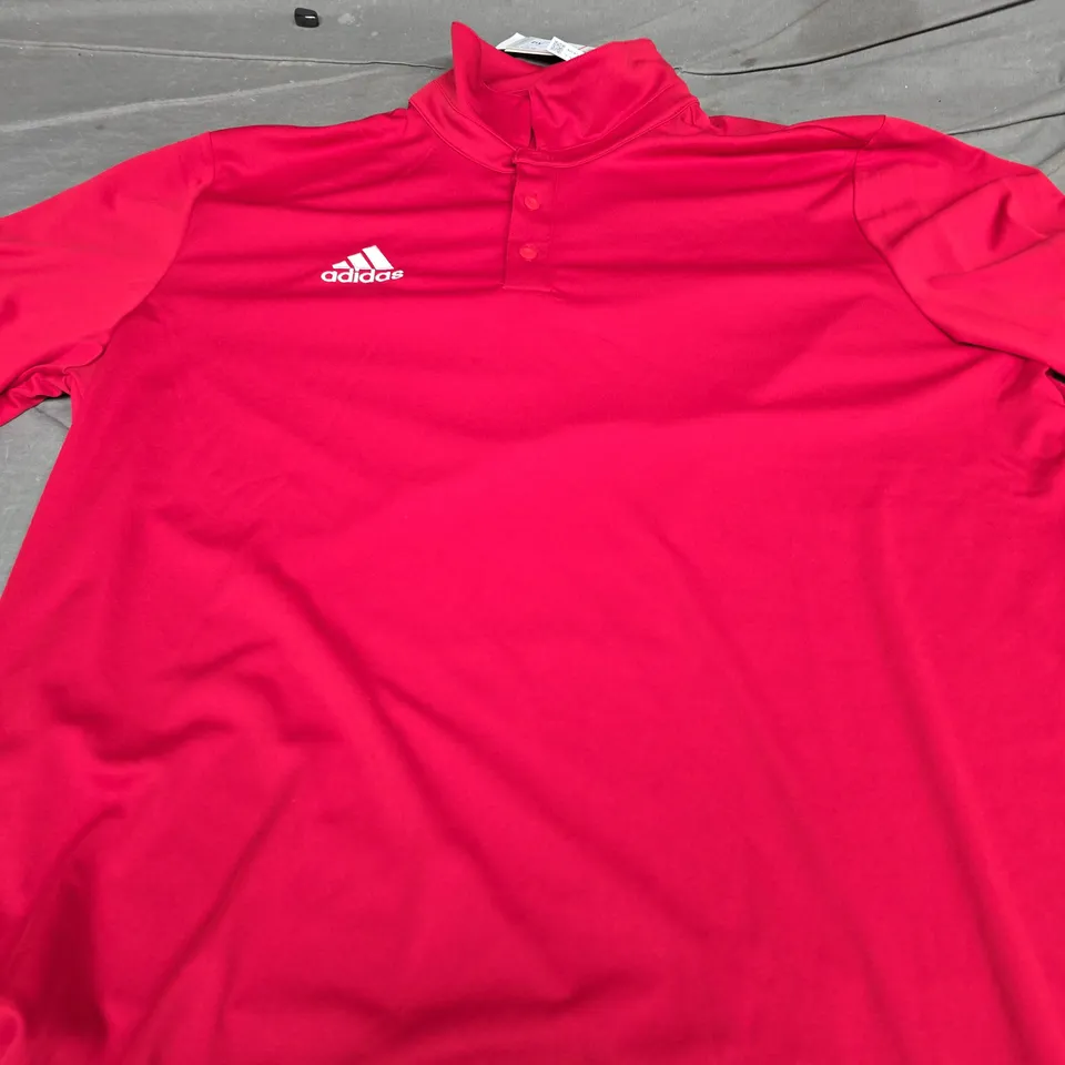 ADIDAS LOGO CASUAL POLO SHIRT IN RED - SIZE XL