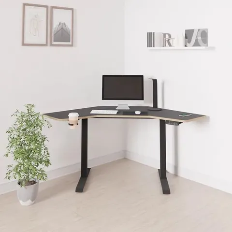 BOXED GINO SMART CORNER DESK - BLACK (1 BOX)