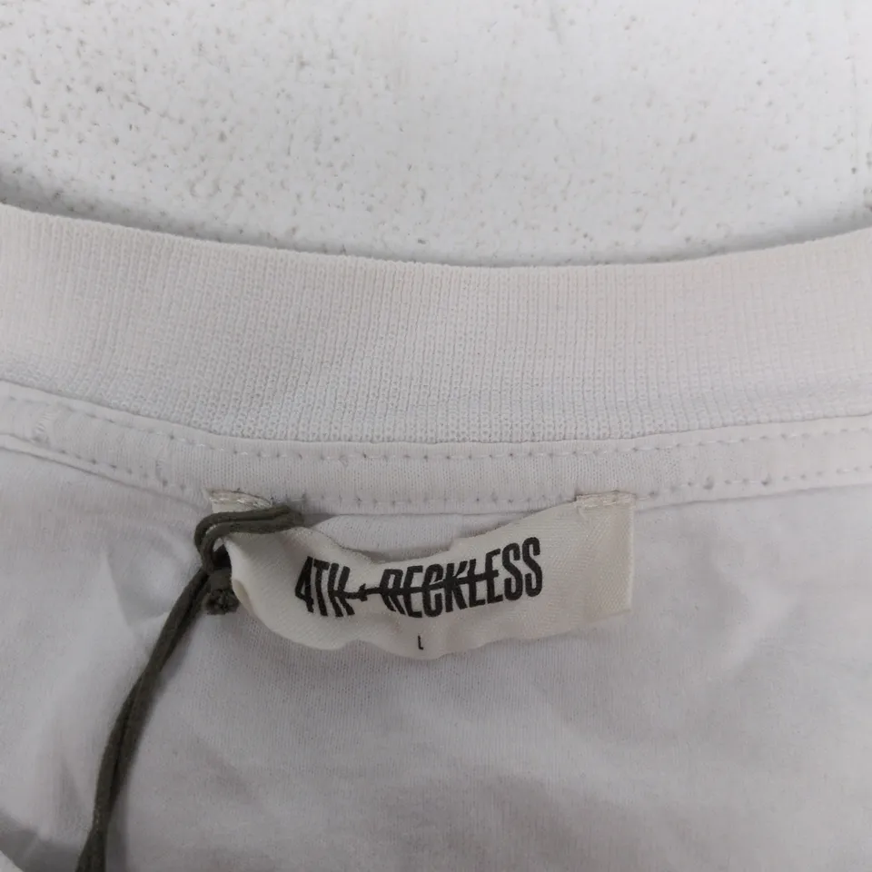 4TH & RECKLESS WHITE SWEATSHIRT WITH MONTE CARLO MONACO HOTEL & SPA BACK PRINT SIZE L