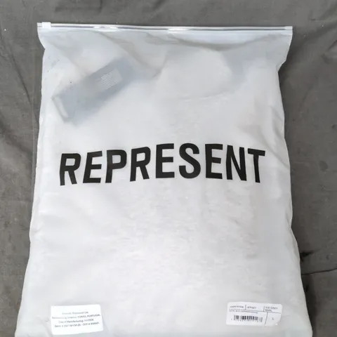 BAGGED REPRESENT INITIAL BOXY OVERSIZED HOODIE IN ICE GREY SIZE LARGE