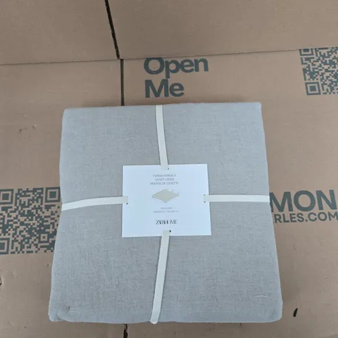 ZARA HOME DUVET COVER – 100% LINEN, 260 × 240 CM (102.5 × 94.5 IN) – LIGHT GREY