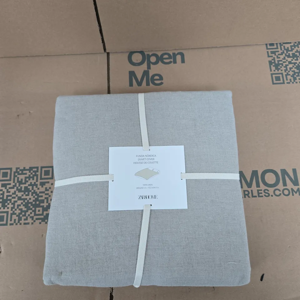 ZARA HOME DUVET COVER – 100% LINEN, 260 × 240 CM (102.5 × 94.5 IN) – LIGHT GREY