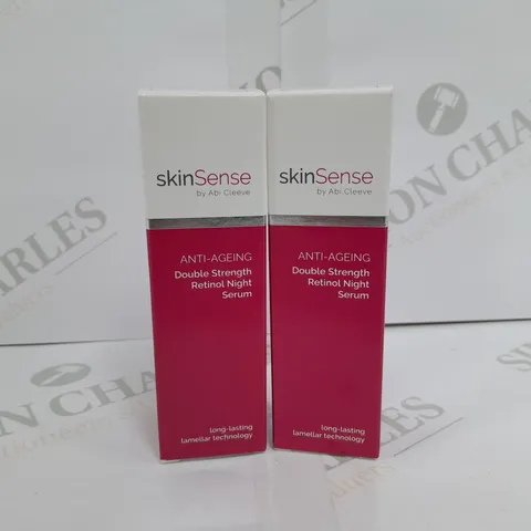 2 BOXED AND SEALED SKINSENSE DOUBLE STRENGTH RETINOL NIGHT SERUM 30ML