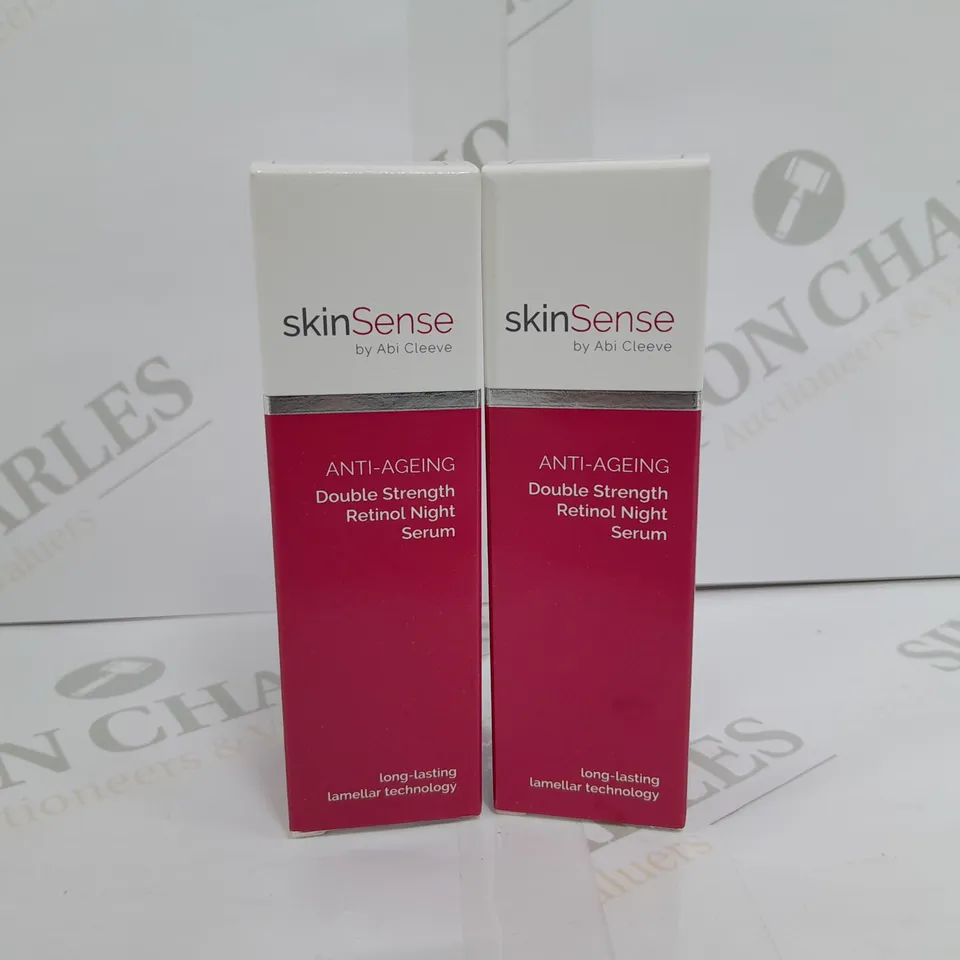 2 BOXED AND SEALED SKINSENSE DOUBLE STRENGTH RETINOL NIGHT SERUM 30ML