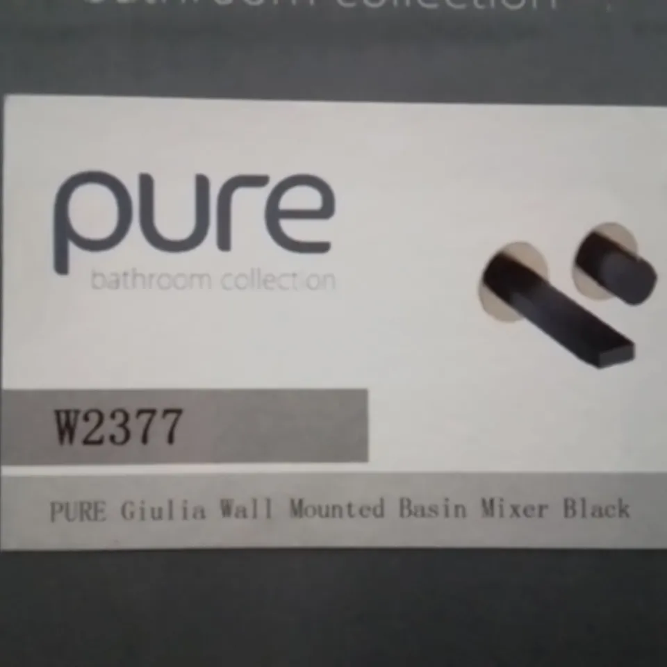 BRAND NEW PURE GIULIA WALL MOUNTED BASIN MIXER TAPS // BLACK W2377
