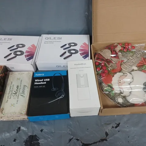 APPROXIMATELY 15 ASSORTED HOUSEHOLD GOODS TO INCLUDE UNICORN STRETCHY STRINGS, QILEBI BANDS COMBO, AND WIRED USB HEADSET ETC. - COLLECTION ONLY 