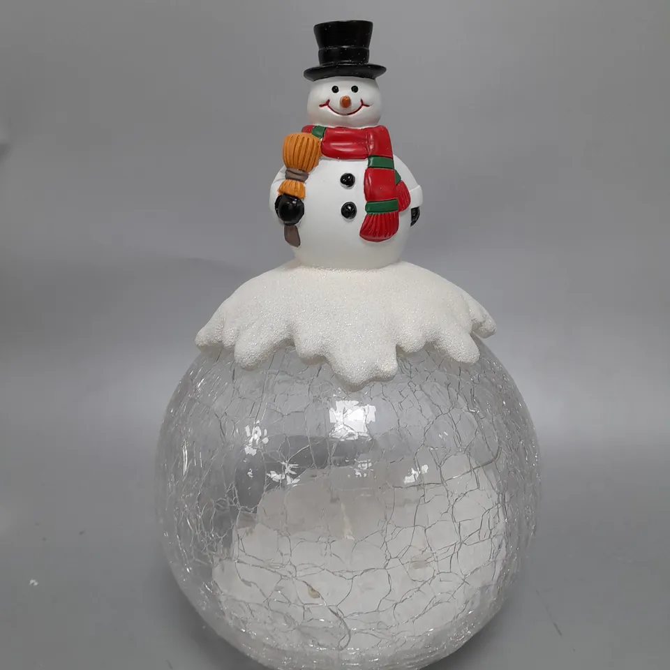 SANTA'S EXPRESS PRE-LIT FESTIVE CHARACTER CRACKLE SPHERE - SNOWMAN