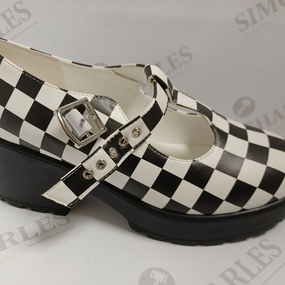 KOI VEGAN BLACK/WHITE CHEQUERED MARY JANES - SIZE 6