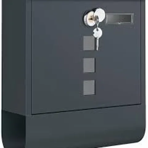 BOXED SONGMICS WALL-MOUNTED POST BOX WITH LOCK WITH ROTATING LID - CHARCOAL GREY 