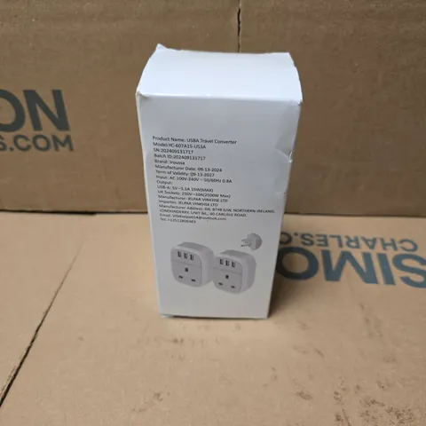 APPROXIMATELY 11 BOXED UK TO US ADAPTOR PLUGS