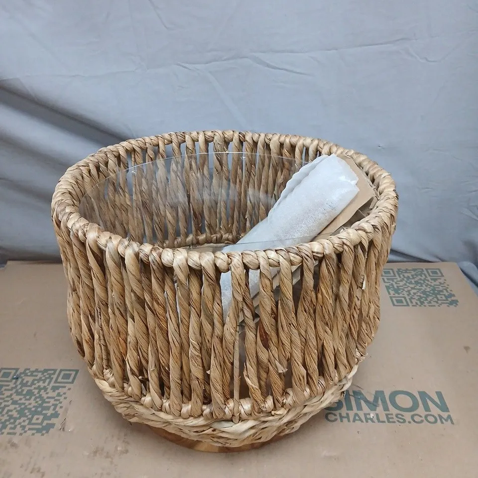 WATER HYACINTH PLANTER ON WOODEN LEGS