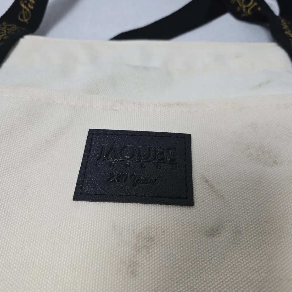 JAQUES LONDON CANVAS TOTE BAG – BEIGE WITH BLACK STRAPS