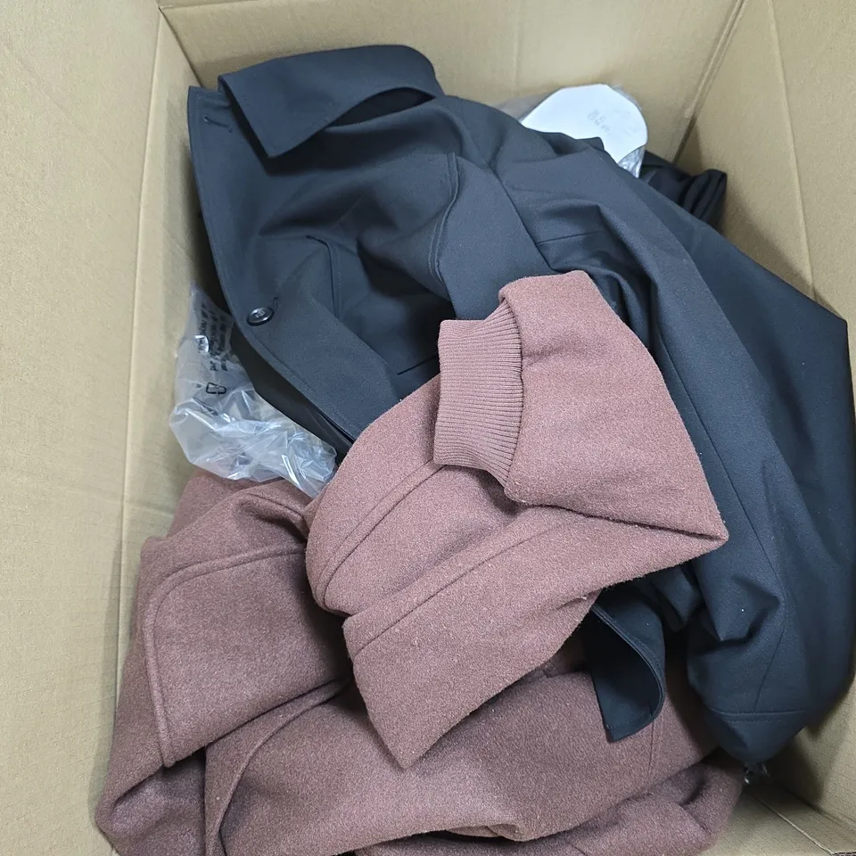 BOX OF APPROXIMATELY 22 ASSORTED CLOTHING ITEMS TO INCLUDE PRETTY SECRETS PYJAMA SET, SIMPLEY BE FOOTWEAR, JACAMO ETC