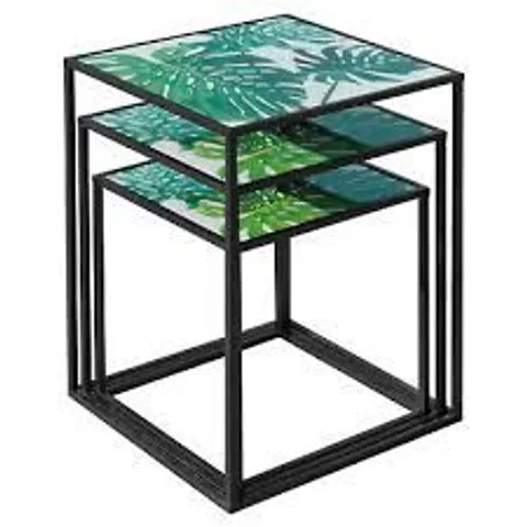 BRAND NEW BOXED HOMESDIRECT365 GREEN LEAF TOP NEST OF 3 TABLES