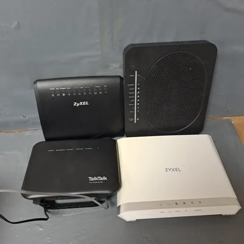 APPROXIMATELY 7 ASSORTED ROUTERS TO INCLUDE, TALK TALK, ZYXEL, TECHNICOLOUR, ETC
