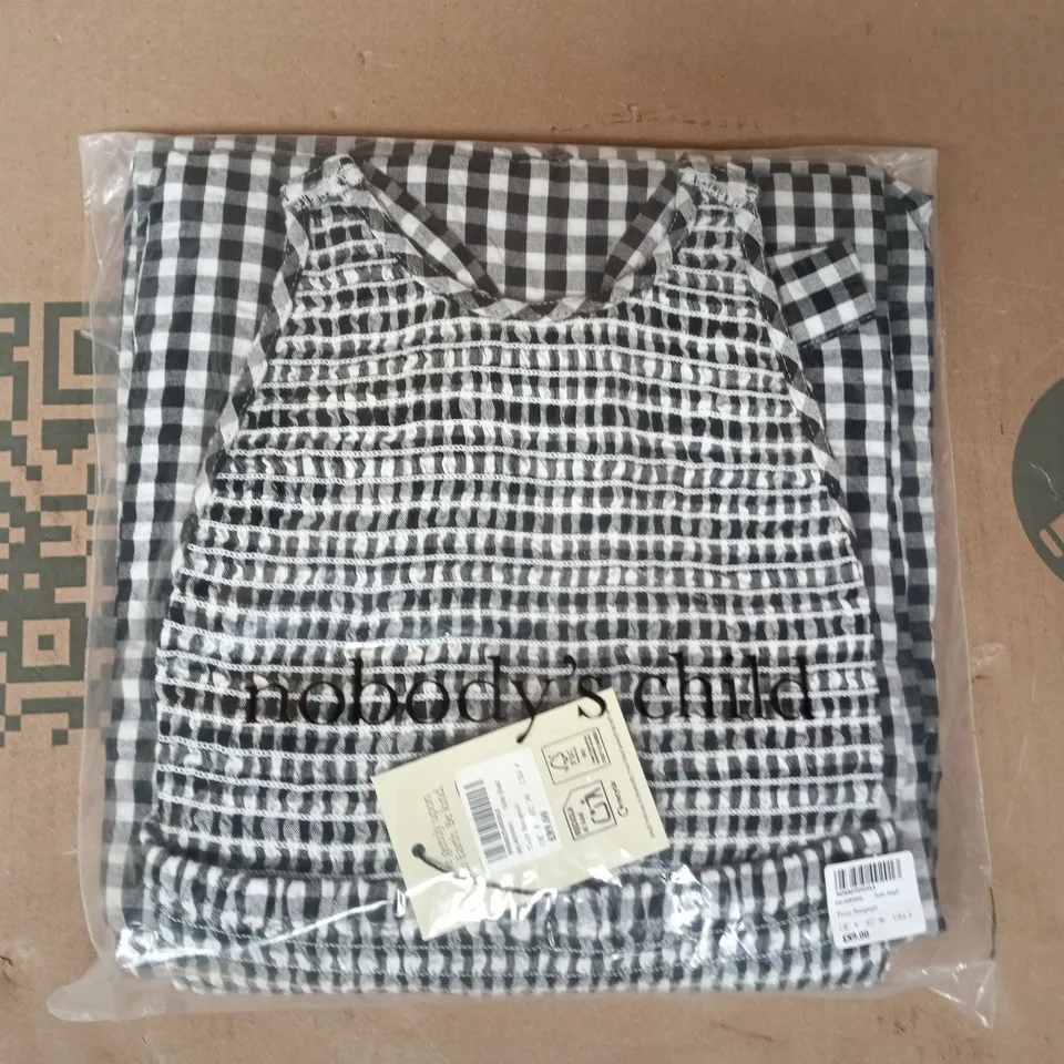 BAGGED NOBODY'S CHILD TIZZY JUMPSUIT IN BLACK/WHITE SIZE UK 8