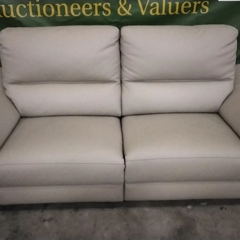 QUALITY DESIGNER CREAM LEATHER ELECTRIC RECLINING 2 SEATER SOFA 