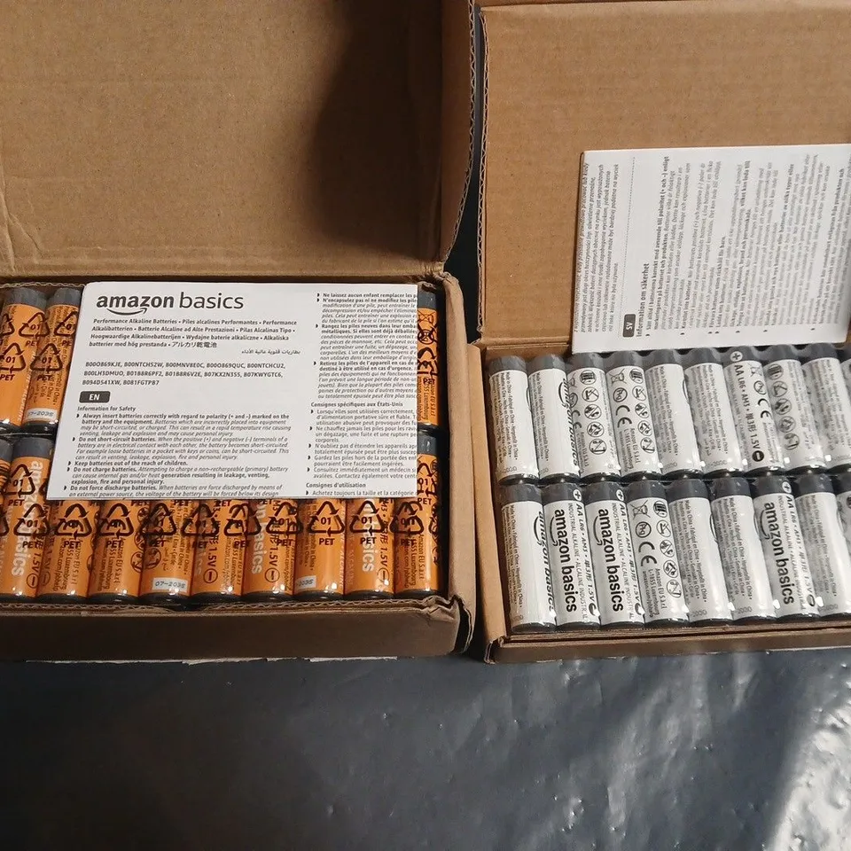 LOT OF 2 MULTI-PACKS OF AMAZON BASIC AA BATTERIES - 100 & 40 PACK