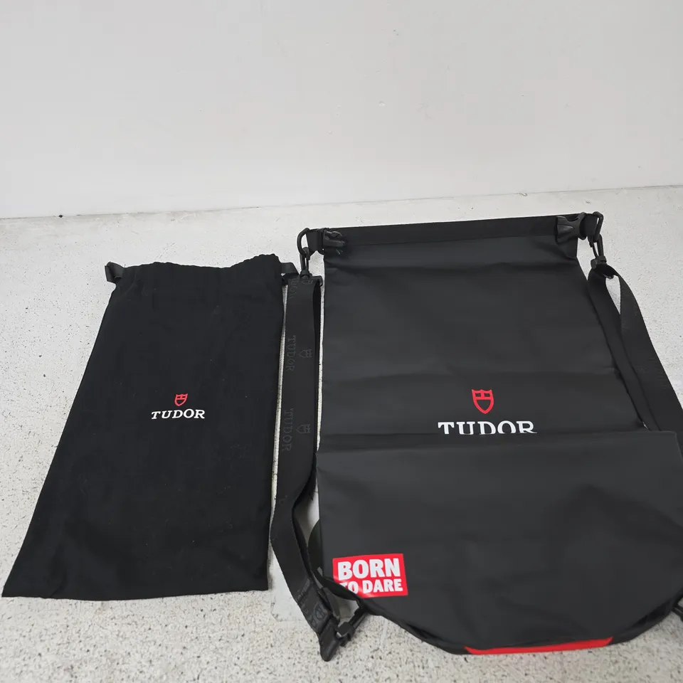 TUDOR BRANDED BAG SET WITH DUST BAG (BORN TO DARE) – TWO BLACK BAGS