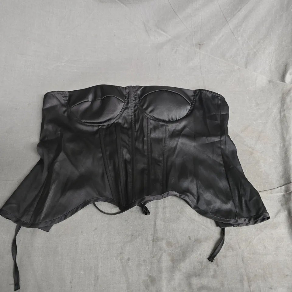 BLACK SATIN BONED CORSET/BUSTIER (STRAPLESS) - WOMENSWEAR