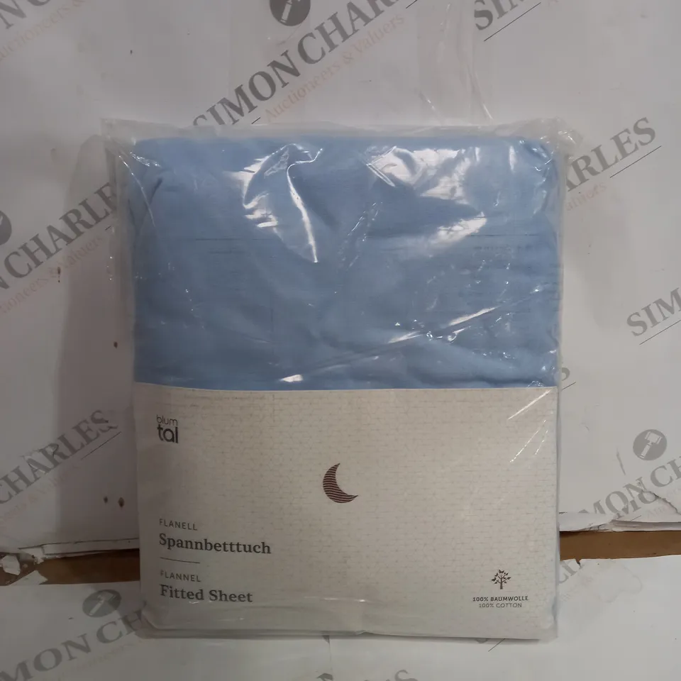 BLUM TAL FLANELL FITTED SHEETBLUE 100% COTTON