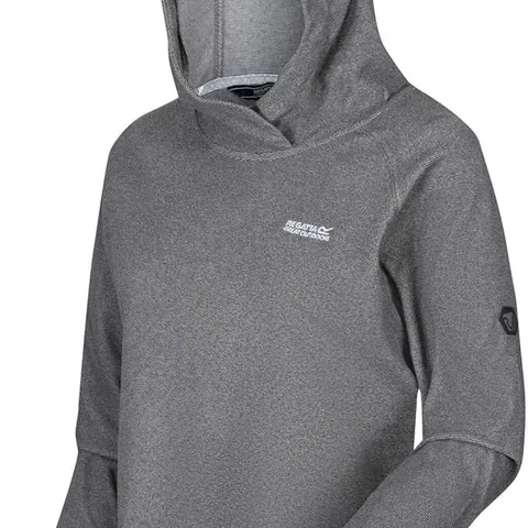REGATTA WOMENS MONTES LIGHTWEIGHT HOODED FLEECE PULLOVER JUMPER HOODIE LIGHT STEEL BLACK SIZE 16