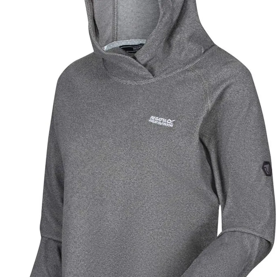 REGATTA WOMENS MONTES LIGHTWEIGHT HOODED FLEECE PULLOVER JUMPER HOODIE LIGHT STEEL BLACK SIZE 16