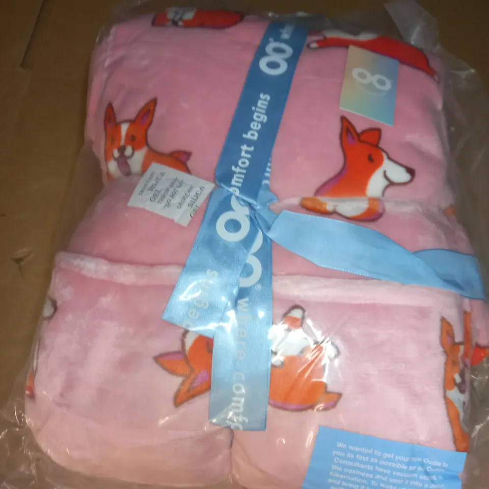 THE OODIE BLANKET HOODIE IN PINK WITH DOG PRINT