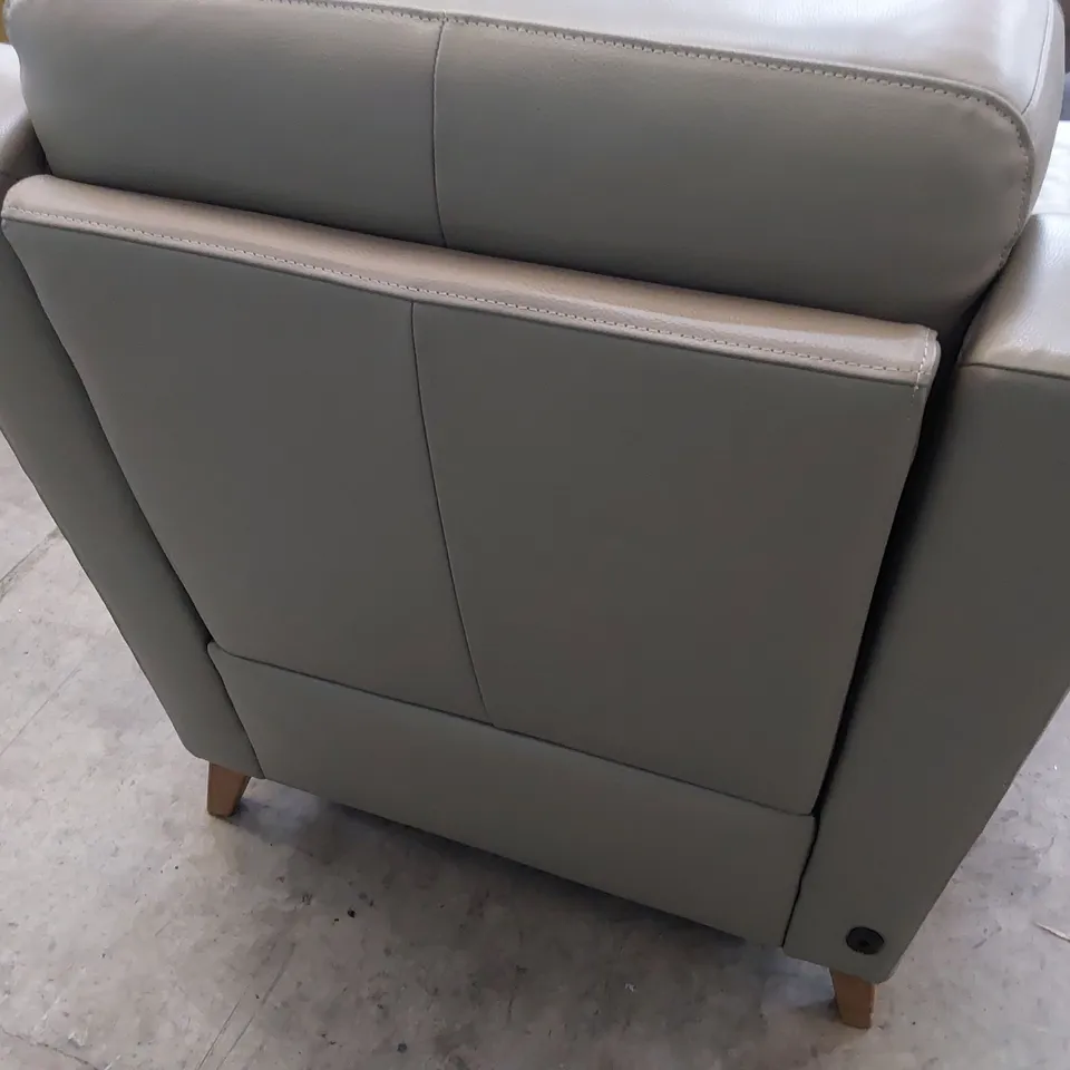 DESIGNER POWER RECLINING EASY CHAIR GREY LEATHER 