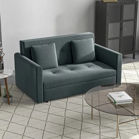 BOXED 17 STORIES MIKIYAS 2 SEATER UPHOLSTERED SOFA BED - DARK GREY COTTON BLEND (3 BOXES)
