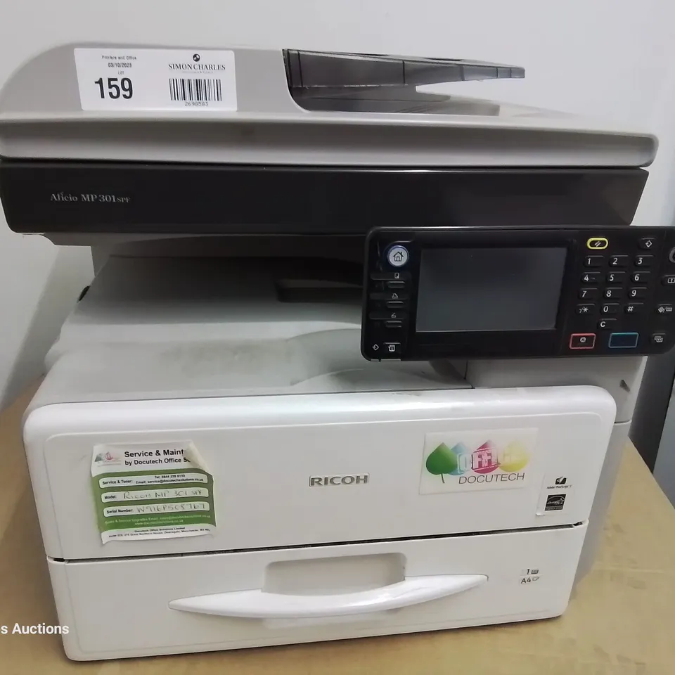 RICOH AFICIO MP 301 SPF FAST MONO MULTI FUNCTION FAX/SCAN/ PRINT 31ppm