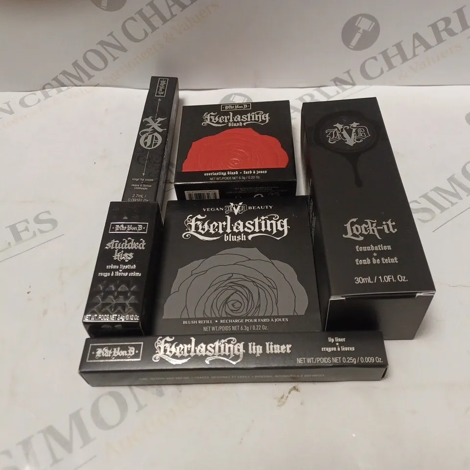 KAT VON D MAKE-UP SET INCLUDING FOUNDATION, BLUSH, LIP LINER, LIPSTICK, LIP LINER, LIP CREAM