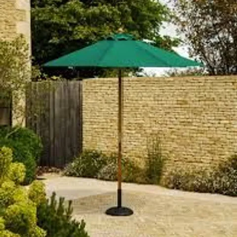 BOXED PARASOL SOLID WOOD 2.5M GREEN - TEAK, NO BASE