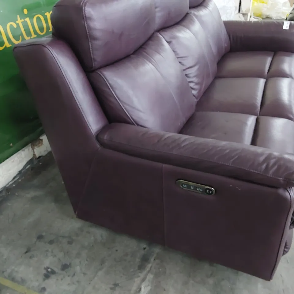 DESIGNER POWER RECLINING THREE SEATER SOFA OX BLOOD LEATHER 