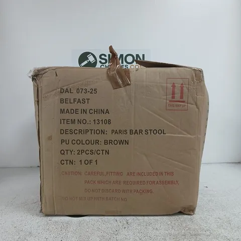 PARIS BAR STOOL, BROWN PU – (CARTON 1 OF 1)