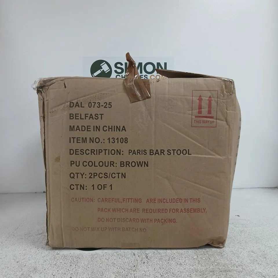 PARIS BAR STOOL, BROWN PU – (CARTON 1 OF 1)