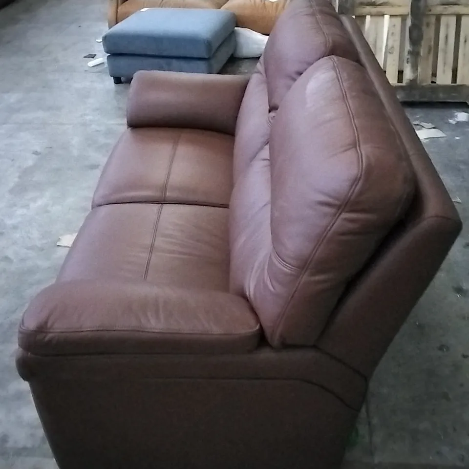 QUALITY BRITISH DESIGNED & MANUFACTURED G PLAN BURGUNDY LEATHER 2 SEATER SOFA