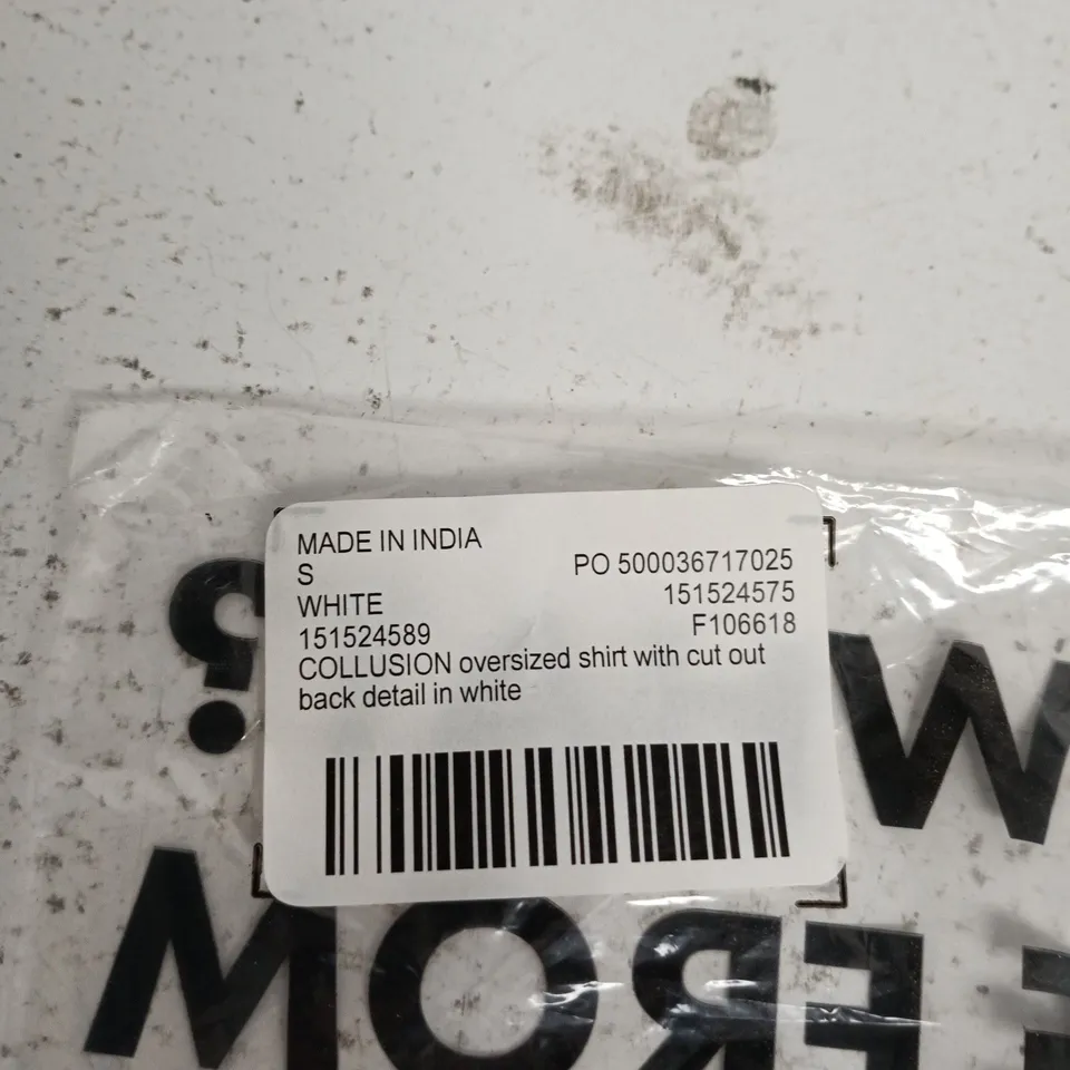 COLLUSION OVERSIZED WHITE SHIRT – SIZE S