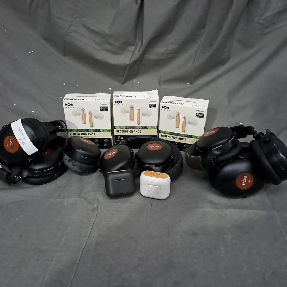 APPROXIMATELY 10 ASSORTED HOUSE OF MARLEY PRODUCTS TO INCLUDE REDEMEPTION ANC 2 TRUE WIRELESS EARPHONES