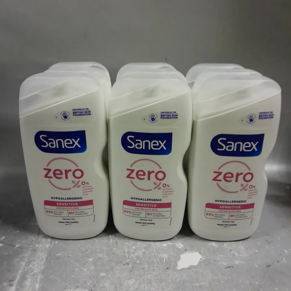 LOT OF 9 SANEX ZERO HYPOALLERGENIC SENSITIVE SHOWER GEL 450ML