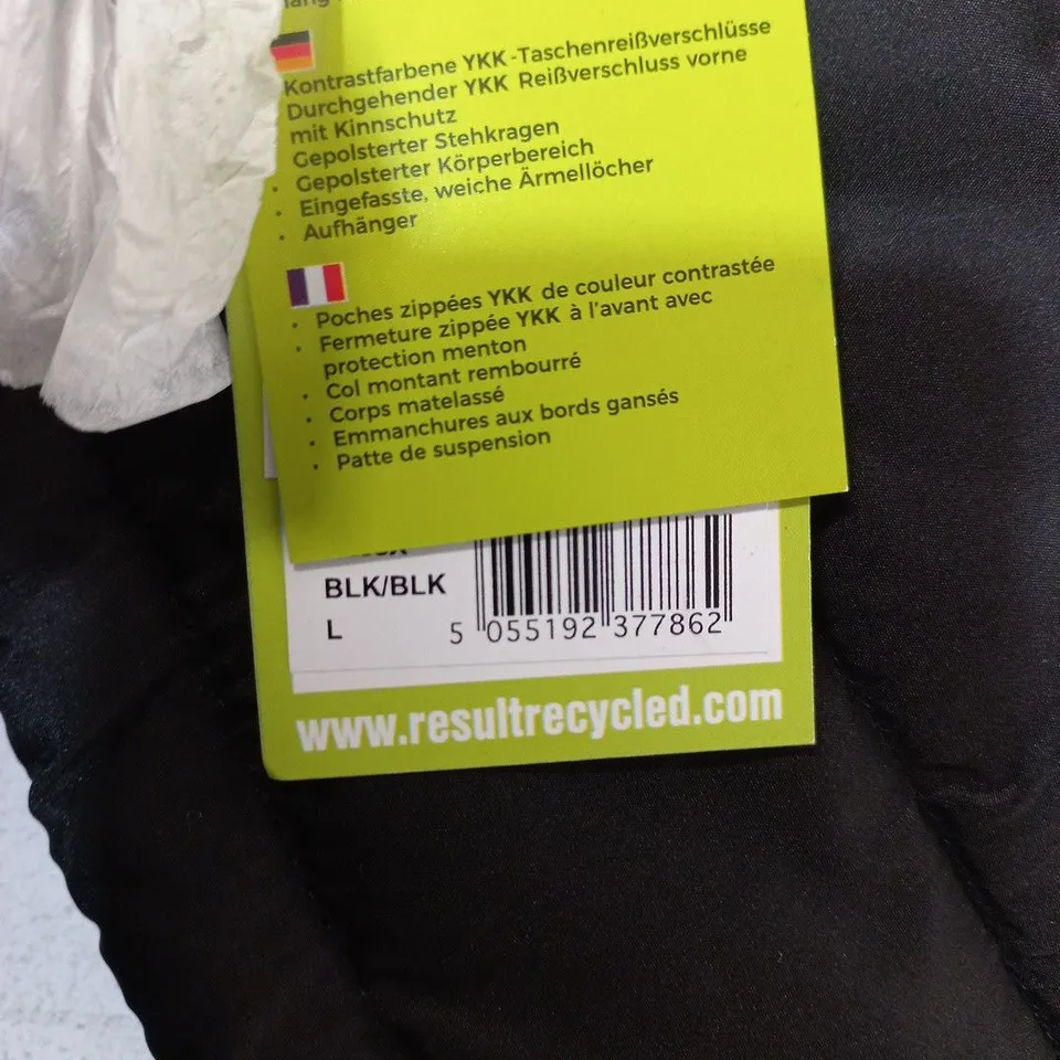 RESULT RECYCLED PADDED VEST – BLACK – UK L
